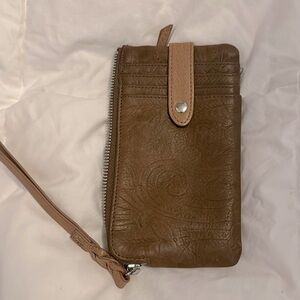 Margot embossed leather wristlet